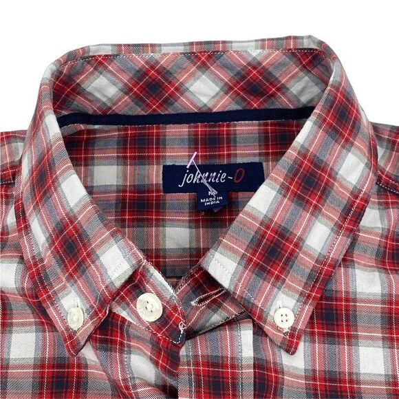 Johnnie-O Button Down Shirt Red Plaid Long Sleeve Pocket Egyptian Cotton JMWL M - Picture 3 of 8